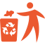 Man throwing paper in recycle container icon